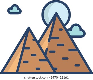 Pyramid linear color vector illustration