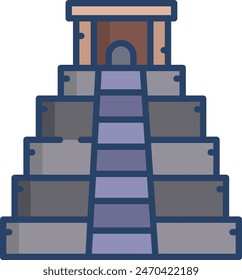 Pyramid linear color vector illustration