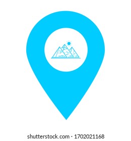 Pyramid location map pin pointer icon. Element of map point for mobile concept and web apps. Icon for website design and app development. Premium Egypt icon sign.