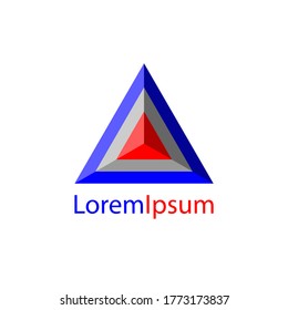 Pyramidenlogo. blaugraue und rote Dreiecke. Geschäftszeichen. Design-Vorlage. Markenidentitätskonzept. Vektorzeichen. Farbillustration