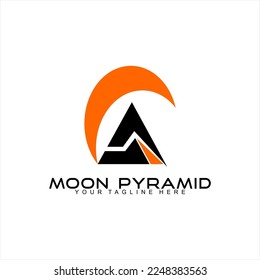 Pyramid logo design with crescent moon.
