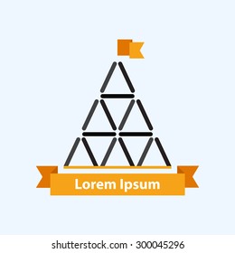 Pyramid logo or icon with ribbon
