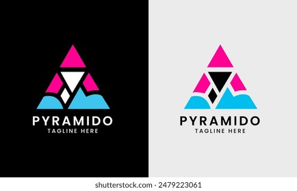 Pyramid logo icon, pyramid shape design hill forest sample modern creative pyramid 