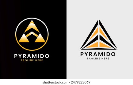 Pyramid logo icon, pyramid shape design hill forest sample modern creative pyramid 