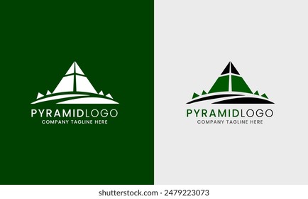 Icono del logotipo de la pirámide, diseño de la forma de la pirámide hill forest muestra pirámide creativa moderna 