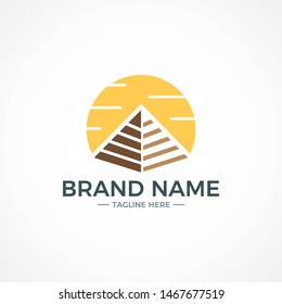 Pyramid logo with sun background