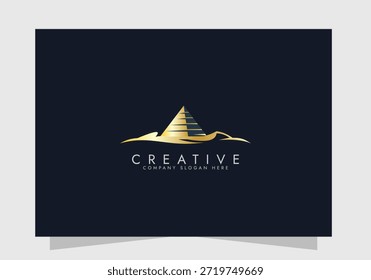 Projeto do ícone do vetor do logotipo da pirâmide, Projeto do conceito do conceito do logotipo das pirâmides da marca criativa 