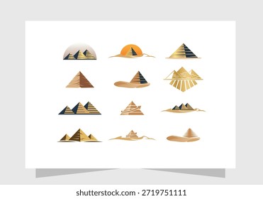 Design do conjunto de ícones de vetor do logotipo da pirâmide, Design criativo do conceito do logotipo das pirâmides