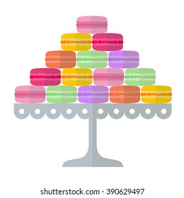 Pyramid of macaroons in flat style