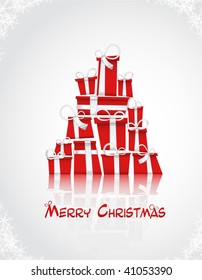 a pyramid made from boxes symbolizing the christmas tree shape