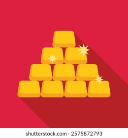 Pyramid made of gold bars is representing successful long term investment in precious metals