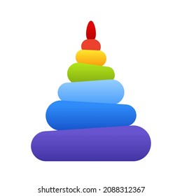 Pyramid made of plastic rings - modern flat design single isolated object