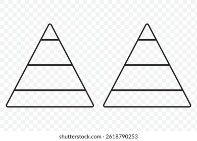 Pyramid Marketing Infographic with Steps on a 16:9 Layout for Business Plans, Marketings, and Presentations on Transparent Background. EPS 10.