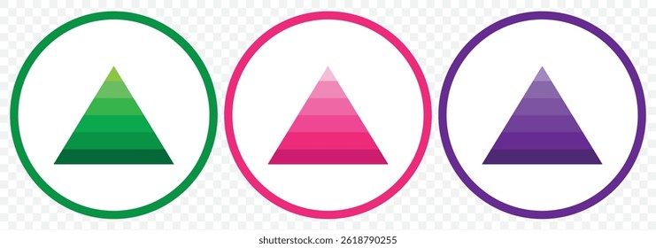 Pyramid Marketing Infographic with Steps on a 16:9 Layout for Business Plans, Marketings, and Presentations on Transparent Background. EPS 10.