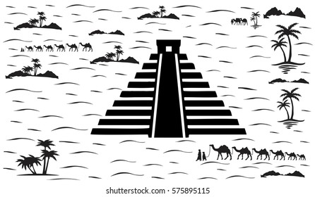 Pyramid Mexico world wonders icon vector illustration