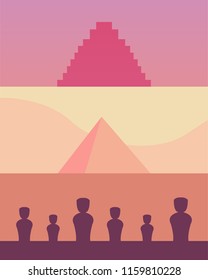 Pyramid. Moai. Silhouette vector. Vector. Isolated.
