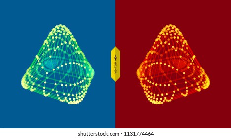 Pyramid. Molekulares Gitter. 3D-Technologie-Stil. Vektorgrafik. Futuristische Verbindungsstruktur für Chemie und Wissenschaft.