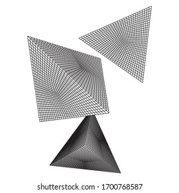 Pyramid molecular grid technology style. Futuristic connection structure for chemistry and science. Wireframe low poly mesh vector illustration
