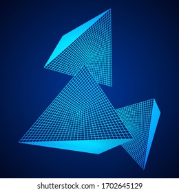 Estilo de tecnología de red molecular piramidal. Estructura de conexión futurista para la química y la ciencia. Ilustración vectorial de malla baja del bastidor de alambres