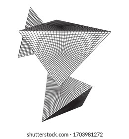 Pyramid molecular grid technology style. Futuristic connection structure for chemistry and science. Wireframe low poly mesh vector illustration