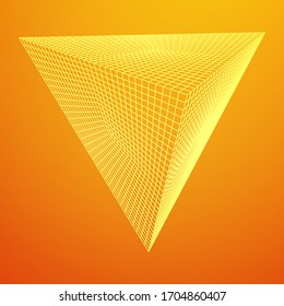 Pyramid molecular grid technology style. Futuristic connection structure for chemistry and science. Wireframe low poly mesh vector illustration