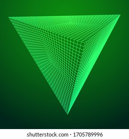 Pyramid molekulare Gittertechnik-Stil. Futuristische Verbindungsstruktur für Chemie und Wissenschaft. Wireframe Low-Poly-Vektorillustration
