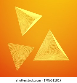 Pyramid molecular grid technology style. Futuristic connection structure for chemistry and science. Wireframe low poly mesh vector illustration