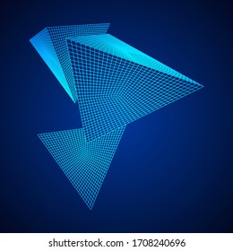 Pyramid molecular grid technology style. Futuristic connection structure for chemistry and science. Wireframe low poly mesh vector illustration