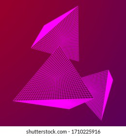 Pyramid molecular grid technology style. Futuristic connection structure for chemistry and science. Wireframe low poly mesh vector illustration