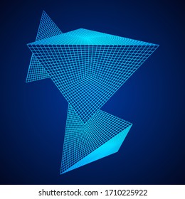 Estilo de tecnología de red molecular piramidal. Estructura de conexión futurista para la química y la ciencia. Ilustración vectorial de malla baja del bastidor de alambres