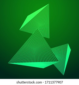 Pyramid molecular grid technology style. Futuristic connection structure for chemistry and science. Wireframe low poly mesh vector illustration