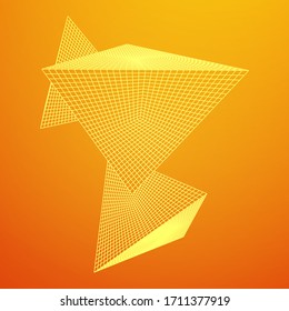 Pyramid molecular grid technology style. Futuristic connection structure for chemistry and science. Wireframe low poly mesh vector illustration