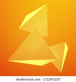 Pyramid molecular grid technology style. Futuristic connection structure for chemistry and science. Wireframe low poly mesh vector illustration