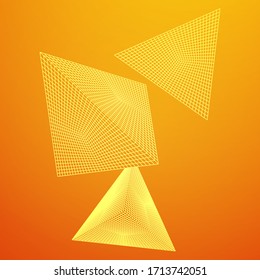 Pyramid molekulare Gittertechnik-Stil. Futuristische Verbindungsstruktur für Chemie und Wissenschaft. Wireframe Low-Poly-Vektorillustration