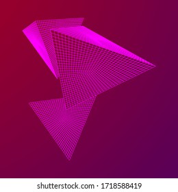 Pyramid molecular grid technology style. Futuristic connection structure for chemistry and science. Wireframe low poly mesh vector illustration