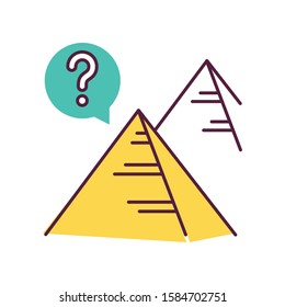 Pyramid mystery color icon. Egyptian monument. Historical secrets. Egypt architecture. Ancient tomb. Discover and explore. Archeology. Tourism and vacation. Isolated vector illustration