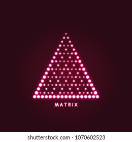 Pyramid. Object with dots. Molecular grid. 3d technology style with particle. Vector illustration. Futuristic connection structure for chemistry and science.