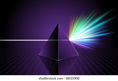 Pyramid on Colorful Spectrum Background Original Illustration