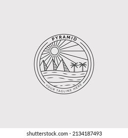 pyramid on desert or landscape wanderlust logo vector illustration design