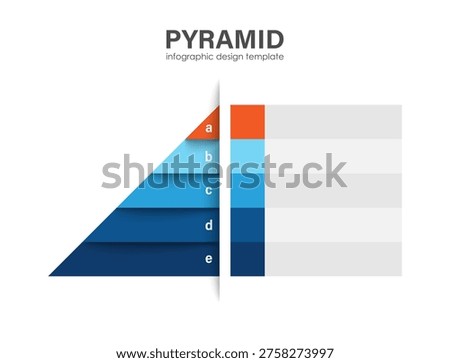Сolor pyramid on white background vector infographic template with 5 options or steps. Blank template for data visualization.