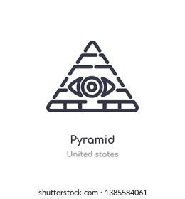 pyramid outline icon. isolated line vector illustration from united states collection. editable thin stroke pyramid icon on white background
