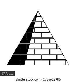 Pyramid outline icon, pyramid sign, red brick wall vector vector, flat isometric symbol with white background