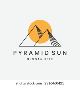 pyramid peak and sun logo design inspiration logo template