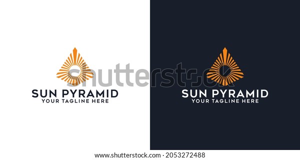 pyramid peak and sun logo design inspiration\
logo template and business card\
design