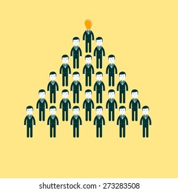 Pyramid from people working in the commando, CEO manages people vector illustration