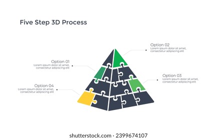 Pyramid puzzle chart for infographics presentation vector illustration