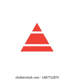 Pyramid Red Icon On White Background. Red Flat Style Vector Illustration.