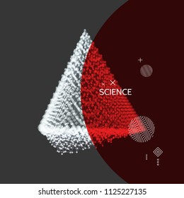 Pyramid. Regular tetrahedron. Platonic solid. Regular, convex polyhedron. Geometric element for design. Molecular grid. 3d technology style.