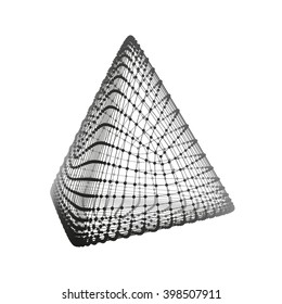 Pyramid. Regular Tetrahedron. Platonic Solid. Regular, Convex Polyhedron. 3D Connection Structure. Lattice Geometric Element for Design. Molecular Grid. Wireframe Mesh Polygonal Element. 