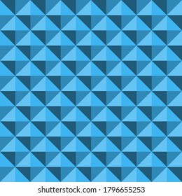 Pyramid relief seamless texture abstract blue pattern. Vector background.